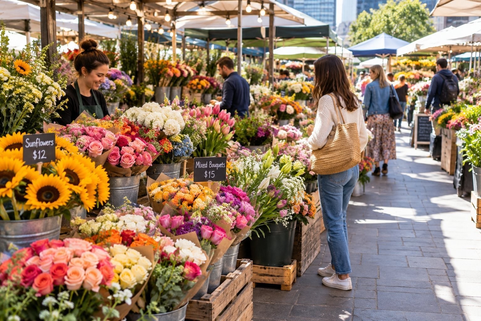современный цветочный рынок или ярмарка